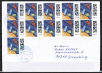Bund 3723 Skl. (Mi. 3866) als portoger. MeF mit 11x 10 Cent Briefe-Dauerserie als Skl.-Marken auf Inlands-Brief 20-50g von 2025-2026, codiert, B6-Format