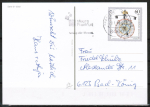 Bund 1631 als portogerechte EF mit 60 Pf Wohlfahrt 1992 auf Inlands-Postkarte von 1992-1993
