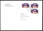 Bund 1412 als portoger. MeF mit 3x 70 Pf Jugend 1989 auf Auslands-Brief 20-50g von 1989 nach Portugal, 14x20 cm