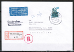 Bund 1381 als portoger. EF mit 280 Pf SWK aus Rolle auf VGO-Luftpost-Einschreibe-Brief 10-20g von 1990-1991 nach Australien, rs. 4 AnkStpl. !!!