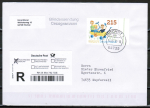 Bund 3158 als portoger. EF mit 215 Pf Kindergrten auf Einwurf-Einschreib-Blindensendung von 2016-2019, codiert