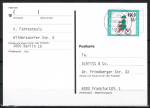 Berlin 736 als portoger. EF mit 60 Pf Jugend 1985 auf Postkarte von 1985-1991 von Berlin ins Bundesgebiet
