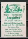 Zndholz-Etikett Hchst - Caf - Restaurant "Bergblick", um 1970