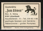 Zndholz-Etikett Ltzelbach, Gaststtte "Zum Lwen" - A. Meng, um 1975