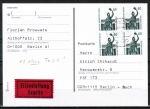 Berlin 795 als portoger. MeF mit 4x 60 Pf SWK-Serie aus Rolle auf Eil-Postkarte vom März 1991 nach Ost-Berlin, AnkStpl. - ohne Text