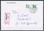 Berlin 834 als portoger. MeF mit 2x 100 Pf SWK aus Rolle auf VGO-Einschreib-Brief bis 20g von 1990-1991