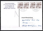 Bund 1037 als portoger. MeF mit 4x brauner 40 Pf B+S - Marke aus Bogen auf Einzel-Anschriftenprüfungs-Postkarte von 1997-2002, codiert