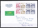 Bund B+S - Heftblatt mit roter 50 Pf als portoger. H-Blatt-EF auf bersee-Land-Brief bis 20g von 1993-2002 nach China, AnkStpl.