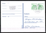 Bund 1038 u.g. als portoger. MeF mit 2x grüner 50 Pf B+S - Marke unten geschnitten aus MH im Bdr. auf Inlands-Postkarte von 1997-2002, codiert