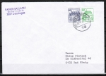 Bund 913+1038 o.g. als portoger. Zdr.-EF mit 10+50 Pf grüne B+S als Zdr. oben geschnitten aus MH im Buchdruck auf Inlands-Brief von 1980-1982