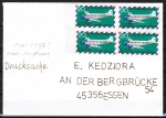 Bund 576 als portoger. MeF mit 4x 20 Pf Luftpostverkehr auf Warensendung bis 20g vom Mai 1997