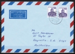 Bund 1141 als portoger. MeF mit 2x 120 Pf B+S - Serie aus Rolle auf Luftpost-Brief 10-15g von 1982-1989 nach Australien