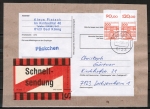 Bund 1143 als portoger. MeF mit 2x 300 Pf B+S als waagr. Oberrand-Paar auf Schnellpckchen-Adresse von 1982-1989
