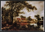 Ansichtskarte von Meindert Hobbema (1638-1709) - "Waldige Landschaft mit einer Wassermühle"