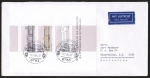 Bund 1287-1289 als Gebäude-Block 20 als portoger. Block-EF auf Langformat-Luftpost-Brief 10-15g von 1986-1989 nach Australien