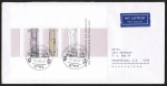 Bund 1287-1289 als Gebude-Block 20 als portoger. Block-EF auf Langformat-Luftpost-Brief 10-15g von 1986-1989 nach Australien