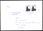 Bund 1434 als portoger. MeF mit 2x 60 Pf Frankfurter Dom auf Auslands-Drucksache 20-50g von 1989 nach Portugal, 14x20 cm