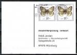 Bund 1512 als portoger. MeF mit 2x 30 Pf Jugend 1991 auf Sammel-Anschriftenprüfungs-Postkarte von 1997-2002, codiert