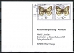 Bund 1512 als portoger. MeF mit 2x 30 Pf Jugend 1991 auf Sammel-Anschriftenprfungs-Postkarte von 1997-2002, codiert