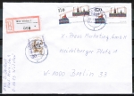 Bund 1557 als portoger. MiF mit 2x 170 Pf Drehstrombertragung + 10 Pf DS auf Inlands-Einschreibe-Brief bis 20g von 1991-1992