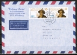 Bund 1607 als portoger. MeF mit 2x 140 Pf Adam Schall auf Luftpost-Brief 15-20g von 1992 nach Paraguay, AnkStpl.