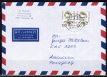 Bund 1338 als portoger. MeF mit 2x 120 Pf Frauen auf Luftpost-Brief 15-20g von 1987-1989 nach Paraguay, AnkStpl.