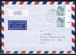 Bund 1342 als portoger. MeF mit 2x 80 Pf SWK aus Bogen mit Form-Nr. 1 auf Luftpost-Brief 5-10g von 1987-1989 in die USA, rs. Code