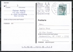 Bund 1342 als portoger. EF mit 80 Pf SWK D/u.g. aus MH auf Ausl.-Postkarte von 1989-1993 in die USA, codiert