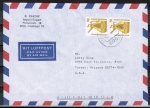 Bund 1380 als portoger. MeF mit 2x 90 Pf SWK aus Rolle auf Luftpost-Brief 10-15g von 1988/1989 in die USA, vs. codiert