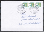 Bund 1406 als portoger. MeF mit 3x 100 Pf SWK "Altötting" aus Rolle auf Inl.-Brief über 50g von 1995