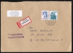 Bund 1381 als portoger. MiF mit 280 Pf SWK + 250 Pf Frauen auf Ausl.-Einschreibe-Brief 50-100g vom Dez. 1989 n. Polen, ohne AnkStpl.