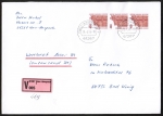 Bund 1562 als portoger. MeF mit 3x 400 Pf SWK aus Rolle auf Inl.-Nichtstand.-Wertbrief bis 500g von 1994-1997, 14x20 cm