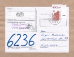 Bund 1562 als portoger. EF mit 400 Pf SWK als Eckrand-Marke auf Inlands-Pckchen-Adresse von 1991-1992