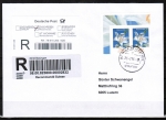 Bund 3207 als portoger. MeF mit 2x 260 Cent Blumen-Serie aus Bogen mit Rand auf Einschreibe-Brief vom ZAG Büsingen von 2016 in die Schweiz, mit Label