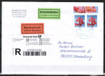 Bund 3117 als portoger. MeF mit 2x 395 Cent Blumen-DS aus Bogen mit OR auf Inl.-berg.-Einschr.-Eigenh.-RSch.-Brief bis 20g von 2022-2024, codiert