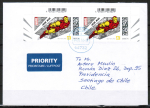Bund 3784 als portoger. MeF mit 2x 85 Iron Man auf Auslands-Kompakt-Brief 20-50g von 2023-2024 nach Chile, AnkStpl.