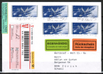 Bund 2346 Skl. (Mi. 2380) als portoger. MeF mit 5x 144 Cent Musikrat als Skl.-Marke auf Europa-Wertbrief Eigenh. RSch von 2005 in die Schweiz, rs. Label