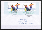 Bund 2166 als portoger. MeF mit 2x 110 Pf / 0,56 � Sport 2001 / Behindertensport auf Inlands-Brief 20-50g von 2001-2002, codiert