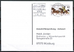 Bund 1255 als portoger. EF mit 60 Pf Mophila auf Sammel-Anschriftenprüfungs-Postkarte von 2002