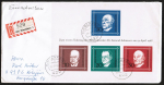 Bund 554-557 als portoger. Block-EF mit 10+20+30+50 Pf Adenauer-Block auf Langformat-Inlands-Einschreibe-Brief bis 20g von 1968
