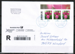 Bund 3471 als portoger. MeF mit 3x 110 Cent Blumen-DS aus Bogen mit Rand auf Einwurf-Einschreib-Brief bis 20g von 2025-2026, codiert, Preis VHS