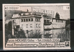 Zndholz-Etikett Hchst - Hotel Lust, um 1970