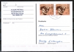 Bund 960 als portoger. EF mit 2x 50 Pf Hermann Hesse EZM aus Block 16 auf Inlands-Postkarte von 1997-2002, codiert