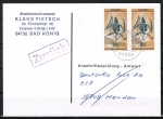 Bund 974 als portoger. MeF mit 2x 80 Pf Fossilien auf Einzel-Anschriftenprfungs-Postkarte von 1997-2002, codiert