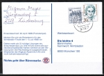 Bund 913 als portoger. MiF mit 10 Pf B+S - Serie Letterset (aus Rolle) + 50 Pf Frauen-Serie auf Inlands-Postkarte von 1987-1993
