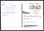 Bund 914 als portoger. MeF mit 2x 30 Pf B+S - Serie aus Bogen als waagr. Bogen-Paar auf Einzel-Anschriftenprüfungs-Postkarte vom Febr. 1989, rs. Stpl.