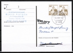 Bund 914 als portoger. MeF mit 2x 30 Pf B+S - Serie aus Bogen als waagr. Bogen-Paar auf Einzel-Anschriftenprfungs-Postkarte vom Febr. 1989, rs. Stpl.