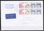 Bund B+S-Heftblatt mit roter 50 Pf als portoger. HBl.-EF auf Luftpost-Brief 15-20g von 1987 in die USA, rs. kleine Code-Stempelchen
