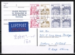 Bund B+S - Heftblatt mit roter 50 Pf als portoger. H-Blatt-EF auf Übersee-Luftpost-Postkarte von 1993-2002 nach China, AnkStpl.