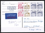 Bund B+S - Heftblatt mit roter 50 Pf als portoger. H-Blatt-EF auf bersee-Luftpost-Postkarte von 1993-2002 nach China, AnkStpl.